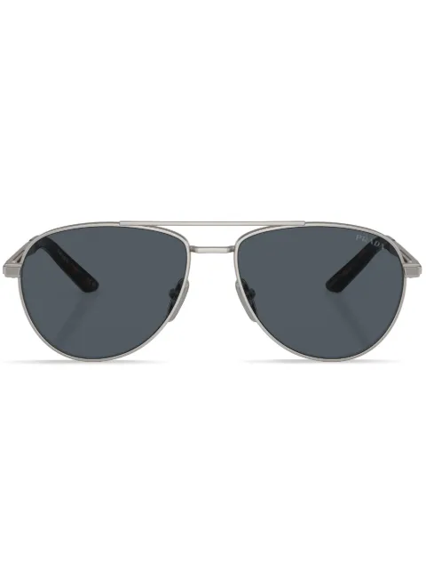 Prada Eyewear logo-print pilot sunglasses Grey SPRA547CQ09T