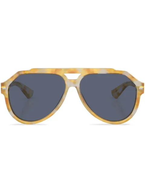 Dolce & Gabbana Eyewear graphic-print round-frame sunglasses Yellow DG445234222V