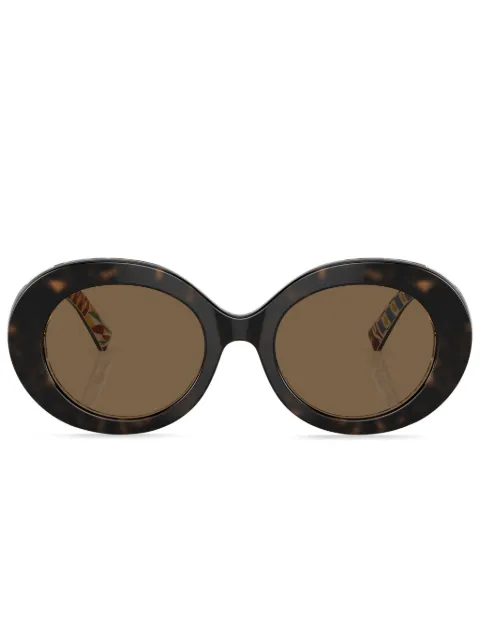 Dolce & Gabbana Eyewear Carretto-print round-frame sunglasses Green DG4448321773