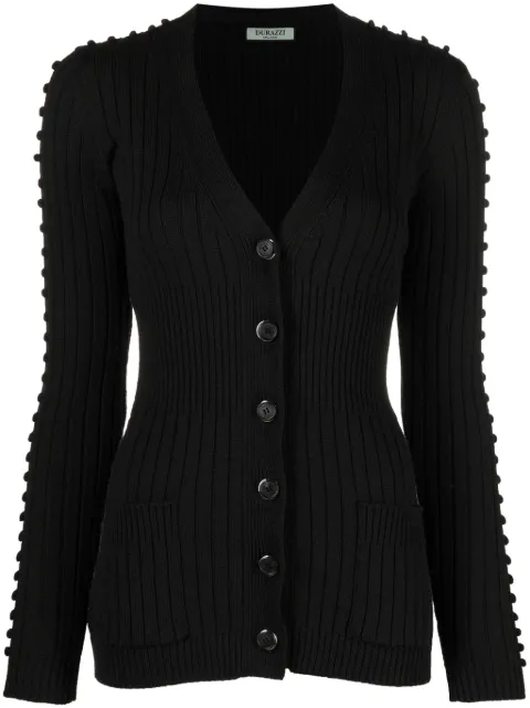 Durazzi Milano V-neck ribbed cardigan Black FW23TK04N00