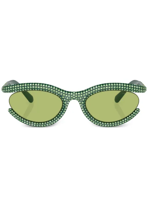 Swarovski Eyewear cut-out detail oval-frame sunglasses Green SK6006103430