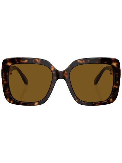 Swarovski Eyewear tortoiseshell-effect rectangle-frame sunglasses Green SK6001100283