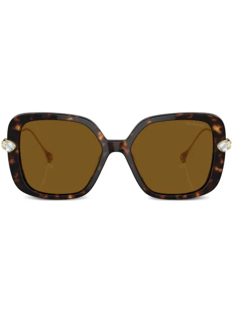 Swarovski Eyewear tortoiseshell-effect rectangle-frame sunglasses Green SK6011100283