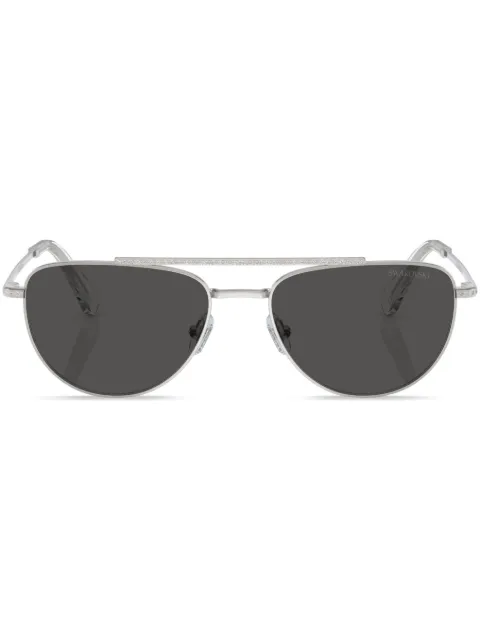 Swarovski Eyewear crystal-embellished pilot-frame sunglasses Silver SK7007400487