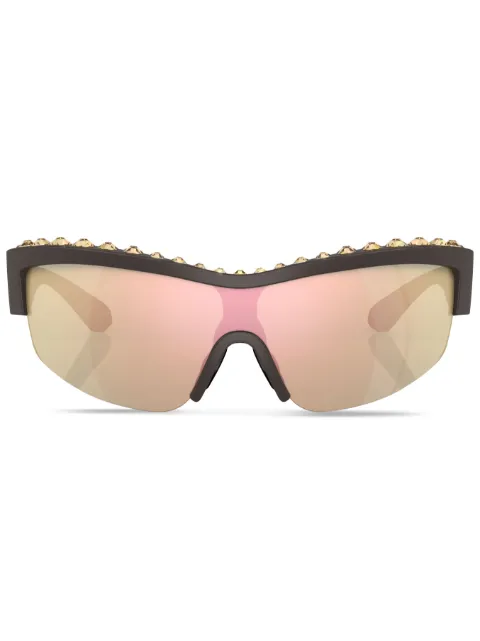 Swarovski Eyewear half-rim shield-frame sunglasses Brown SK601410357J