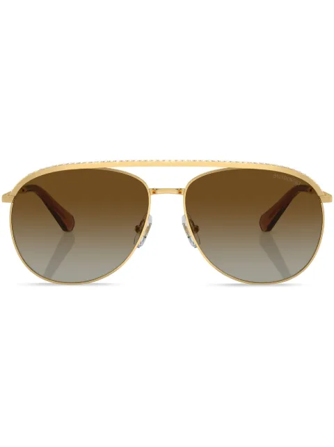 Swarovski Eyewear crystal-embellished pilot-frame sunglasses Gold SK70054004T5