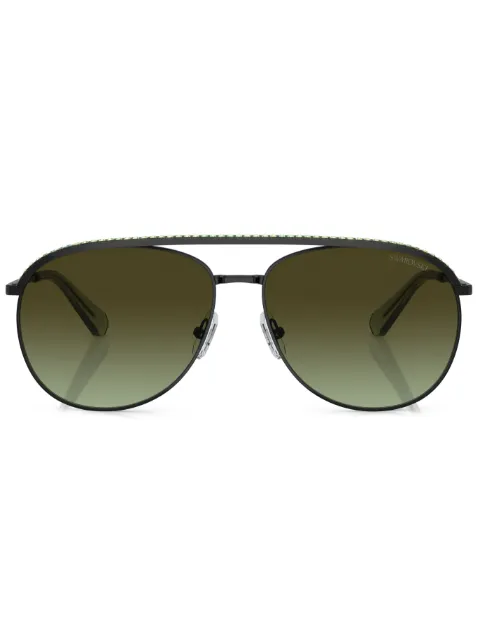 Swarovski Eyewear crystal-embellished pilot-frame sunglasses Black SK70054010E8