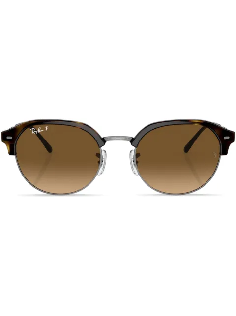 Ray-Ban logo-print round-frame sunglasses Brown RB4429710M2
