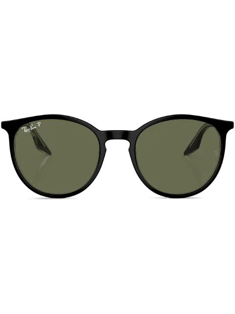 Ray-Ban logo-lettering round-frame sunglasses Black RB220491958