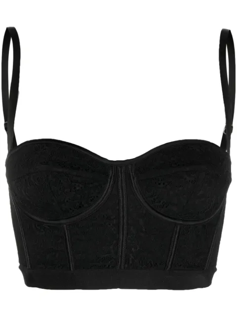 Del Core lace-detailing bustier crop top Black F2PT002102T0669