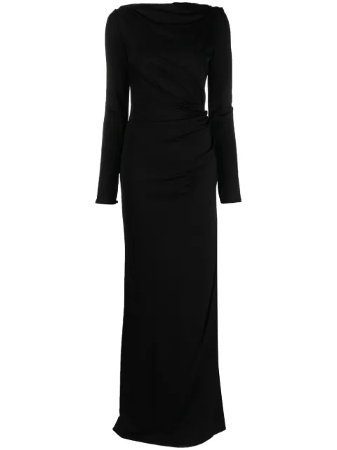 Del Core gathered long-sleeve gown Black F2PD003512T0689
