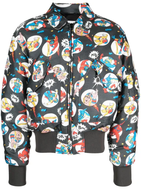 Moschino graphic-print bomber jacket Grey A06287058