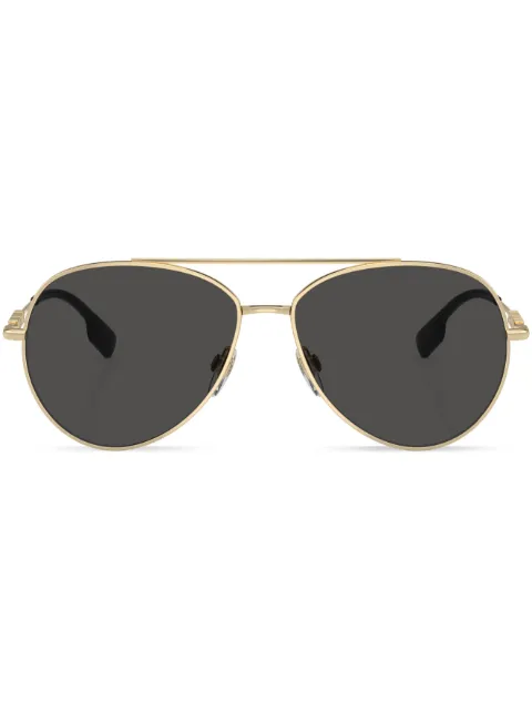 Burberry Eyewear logo-plaque pilot-frame sunglasses Gold BE3147110987