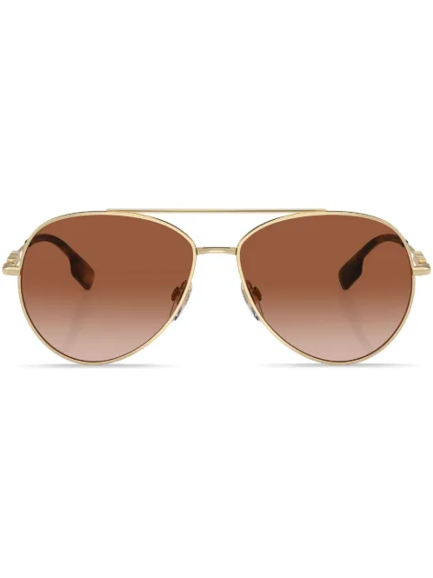 Burberry Eyewear logo-plaque pilot-frame sunglasses Gold BE3147110913