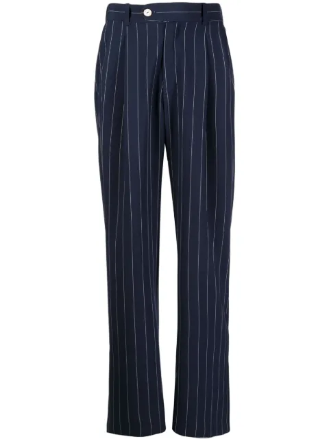 Late Checkout pinstripe-pattern virgin wool trousers Blue LCD05PANT03