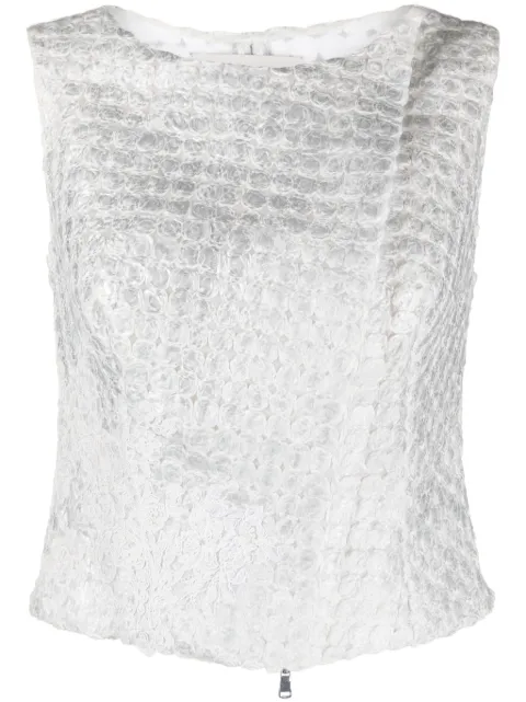 Gemy Maalouf embossed-finish sleeveless blouse White LPF164752T