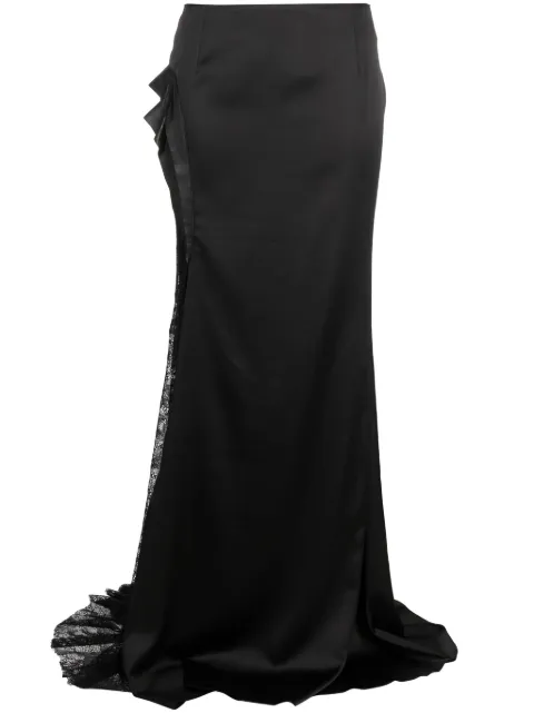 Gemy Maalouf floral-detailing satin maxi skirt Black LPF133626LS