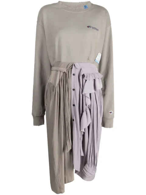 Maison MIHARA YASUHIRO logo-embroidered panelled midi dress Grey 23AWMAINB11DR591