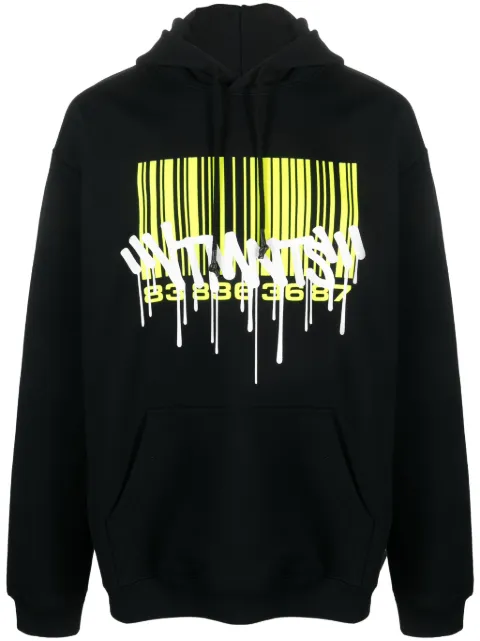VTMNTS barcode-print long-sleeve hoodie Black VL18HD300B