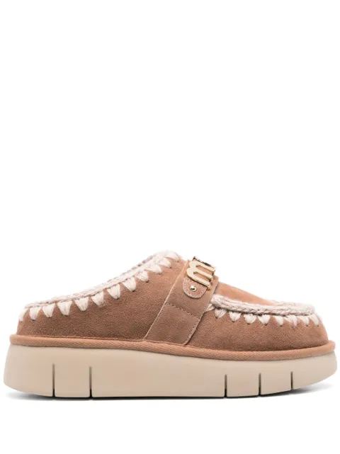 Mou logo-appliqué suede mules Neutrals FW531001APKBRO