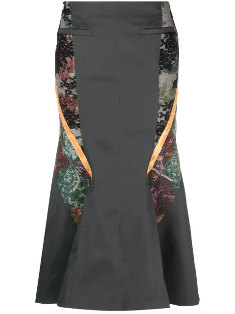 Marine Serre Regenerated Floral Tapestries flared skirt Grey WSK028DWOV0010