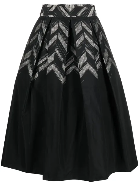 Gemy Maalouf chevron-print pleated midi skirt Black LPF164709S