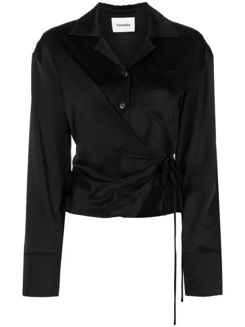 Nanushka Merano wrap shirt Black NW23PFSH00899