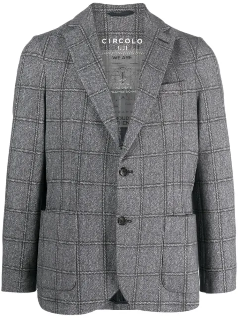 Circolo 1901 plaid-check single-breasted blazer Blue CN4122
