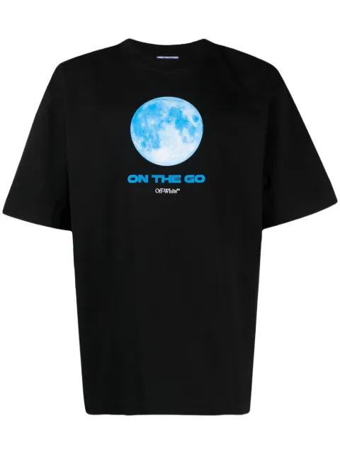 Off-White moon-print cotton T-shirt Black OMAA120F23JER0111084