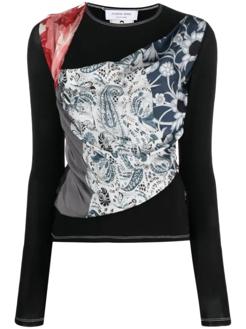 Marine Serre layered long-sleeve T-shirt Black WTO028MU00