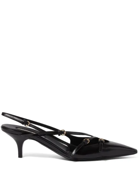 Miu Miu 55mm buckle-embellished slingblack pumps Black 5I013EFM055055