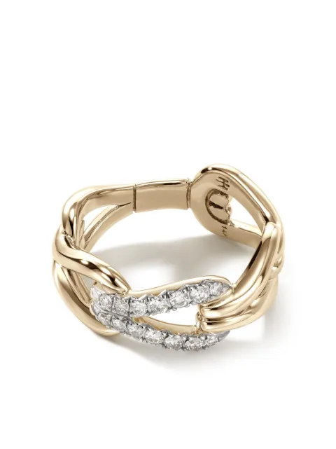 John Hardy 18kt yellow gold Surf Pavé Link diamond ring Gold RGGX90107722DI