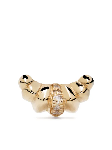 Lizzie Mandler Fine Jewelry 18kt yellow gold Croissant diamond stud earring Gold E1601WD18K