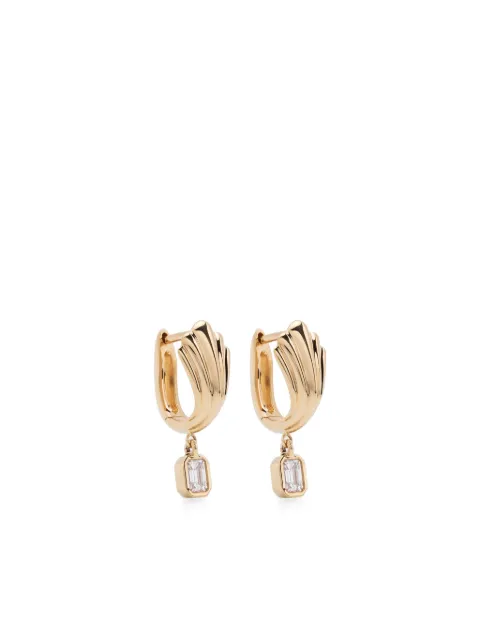 Lizzie Mandler Fine Jewelry 18kt yellow gold diamond huggie hoops Gold E1350WDEC18K