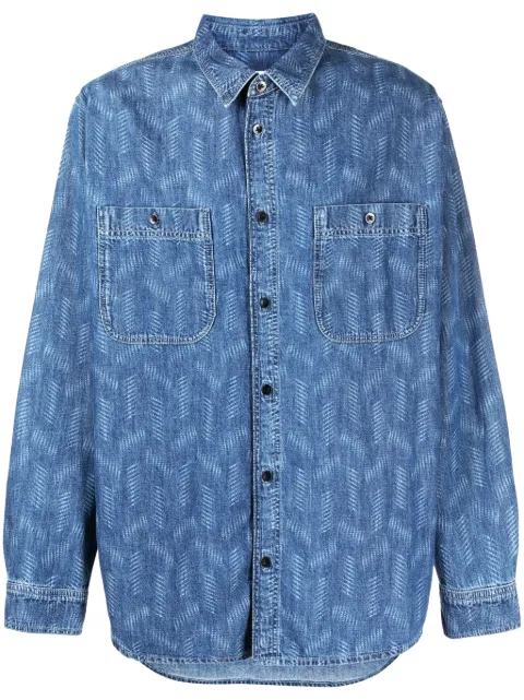 MARANT Bhelyn geometric-print denim shirt Blue CH0096HAA3G09H