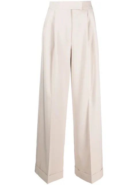 D.Exterior pressed-crease flared trousers Neutrals 57911