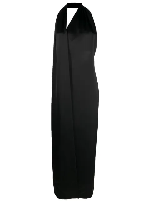 LOEWE Scarf satin maxi dress Black S359Y09XB7