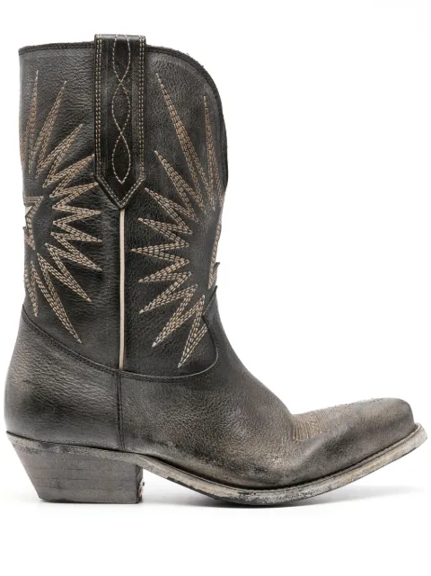 Golden Goose low Wish Star boots in black leather with silver star boots Black GWF00136F004885