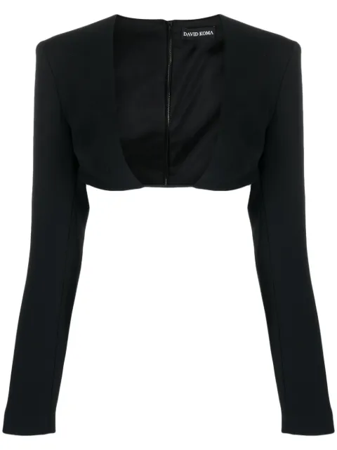 David Koma plunging-neck crop top Black PF23DK11TA
