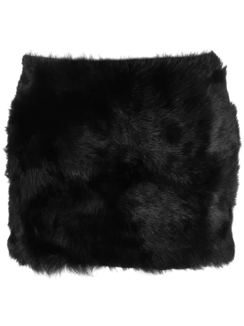 David Koma fleece-texture leather miniskirt Black PF23DK75S