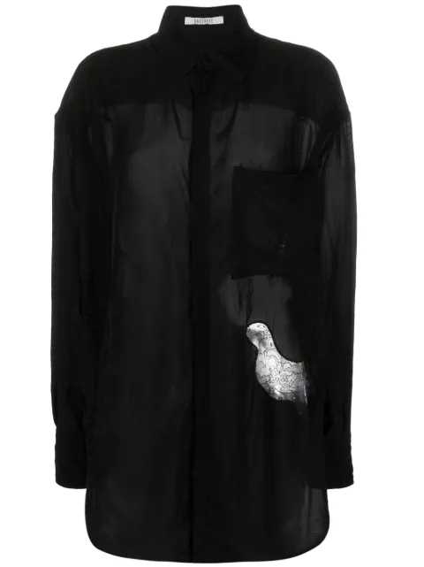 Gauchère floral lace-appliqué satin-finish shirt Black M12306121371