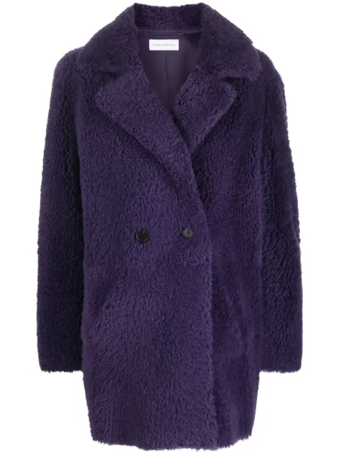Inès & Maréchal shearling double-breasted coat Purple NORD