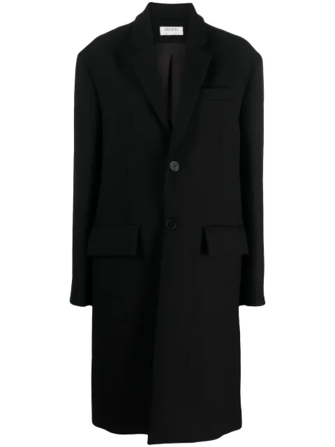 Gauchère single-breasted wool-silk blend coat Black P22301170526