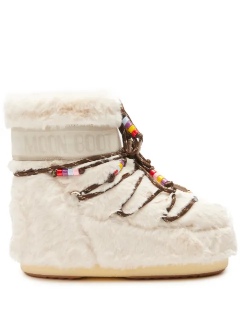 Moon Boot Icon Low faux-fur beaded boots Neutrals 80D1409470