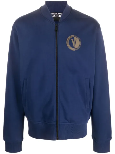 Versace Jeans Couture logo-print cotton bomber jacket Blue 75GAIG07CF00G