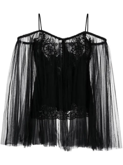 Alexander Wang lace-embroidered charmeuse tunic top Black 1WC3231844