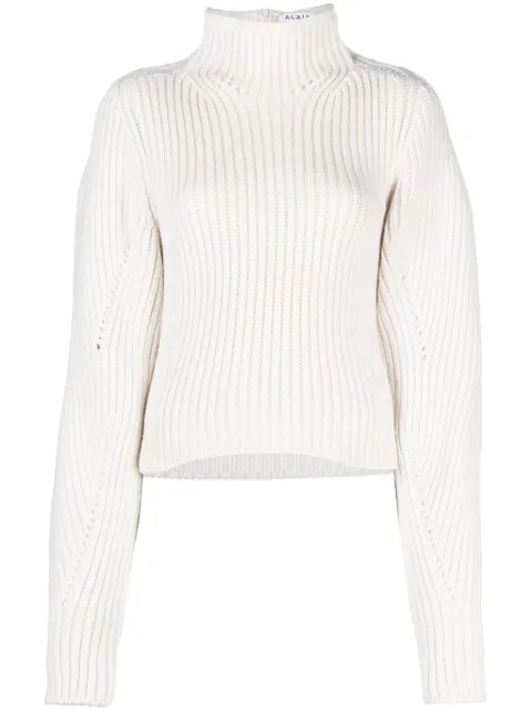 Alaïa high-neck ribbed-knit jumper White AA9S02294M813