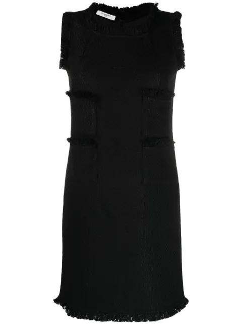 Charlott fringe-trim knitted mid dress Black 284613