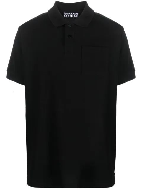 Versace Jeans Couture logo-tape cotton polo shirt Black 75GAGF11CJ06F