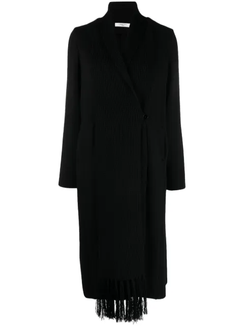 Charlott double-breasted knitted wool coat Black 745400